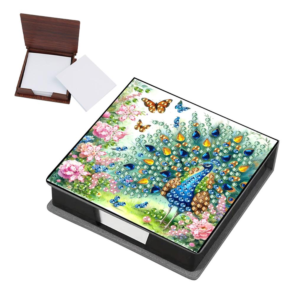 Flowers Diamond Painting Notecard Box Gem Art Sticky Note Holder Gem Painting Memo Pad Holder Mosaic Kit for Adults Beginners