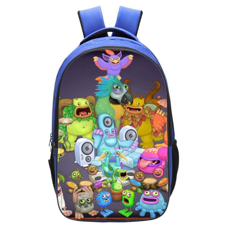 School Bag Monster Choir School Bag, Blue 16 Inch 13 Elementary School Backpack