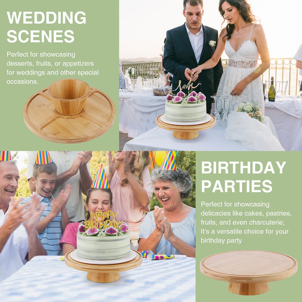 Wood Cake Plate with Clear Dome Lid Wooden Cake Display Stand Wooden Pedestal Stand for Cheese Chips Fruit Platter