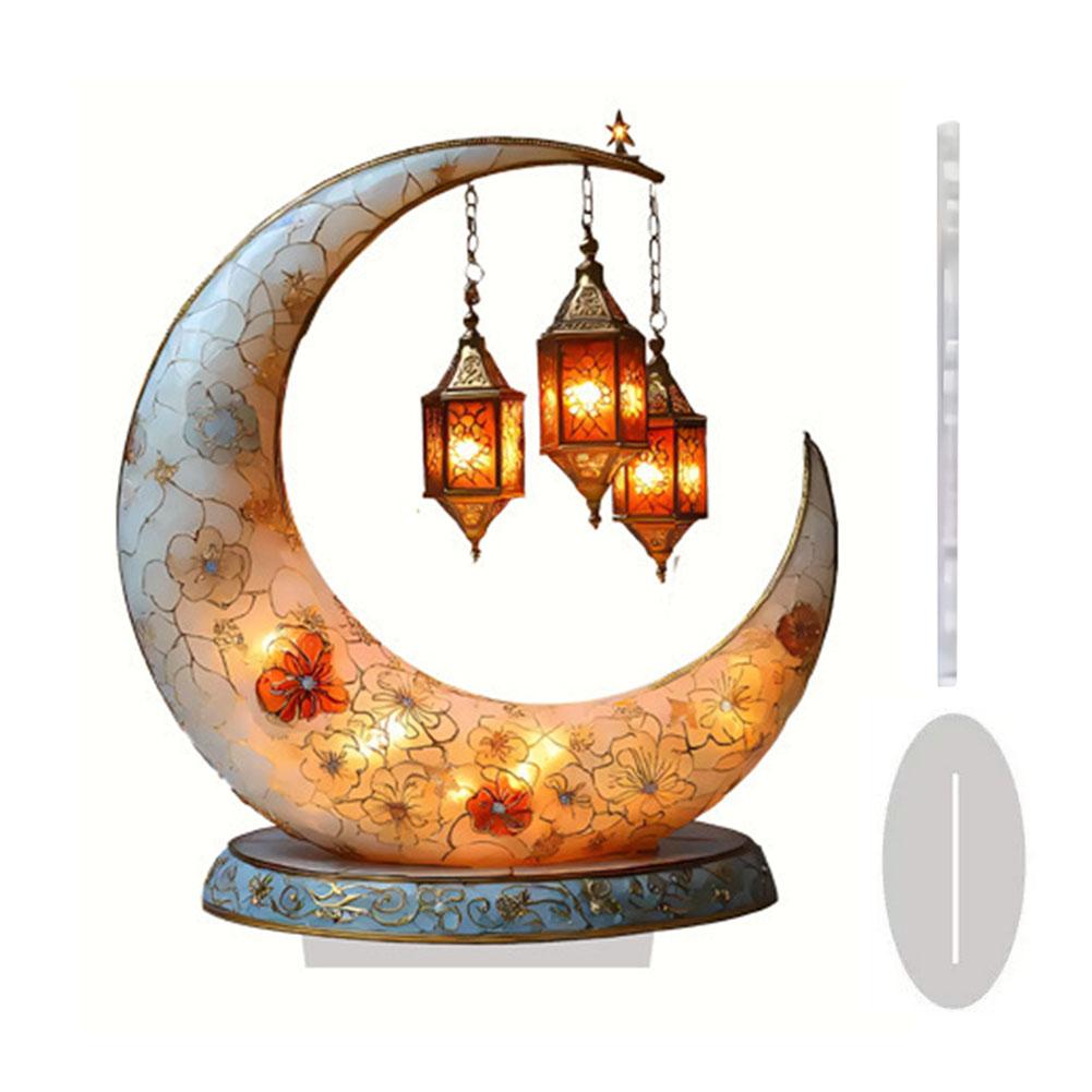 Colorful Printing Acrylic Moon Lantern Flat 2D Art for Bedroom Desktop Family Craft Christmas Party Decoration Festival Gift