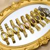 Montre Femme Élégante - Cadran Ovale Baignoire Vintage Bracelet en Acier Montre