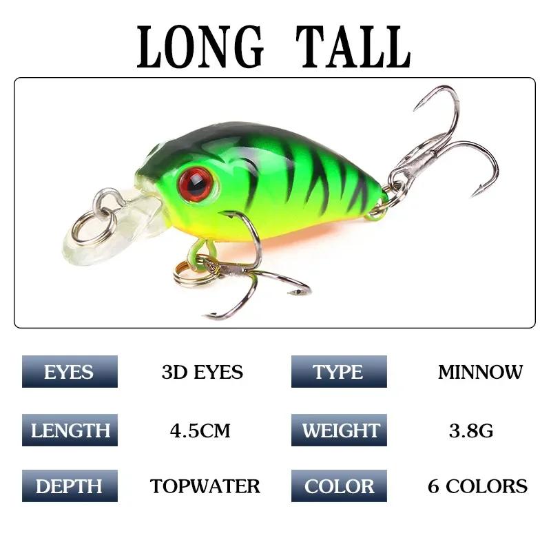 4.5cm 4g 1pcs Mini Minnow Fishing Lure Crank Wobblers Hard Bait Jig TopWater SwimBait Crankbait Carp Bass Pesca Fishing Tackle