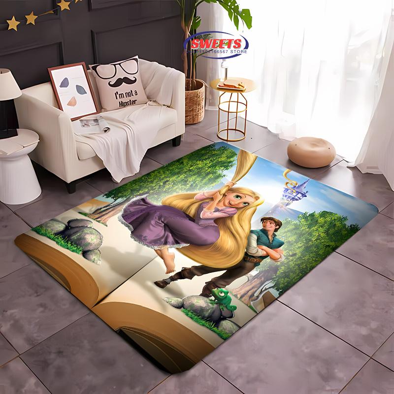 3D Princess Cartoon Carpet, Princess Rapunzel Living Room Bedroom Bed Mat, Modern Simple Style, Non-slip Durable Rug Fast Arrive