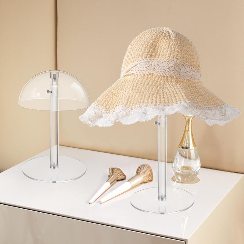Spherical Top Acrylic Cap Holder With Protective Screw Designs For Hat Preservation Countertop Domed Hat Holder