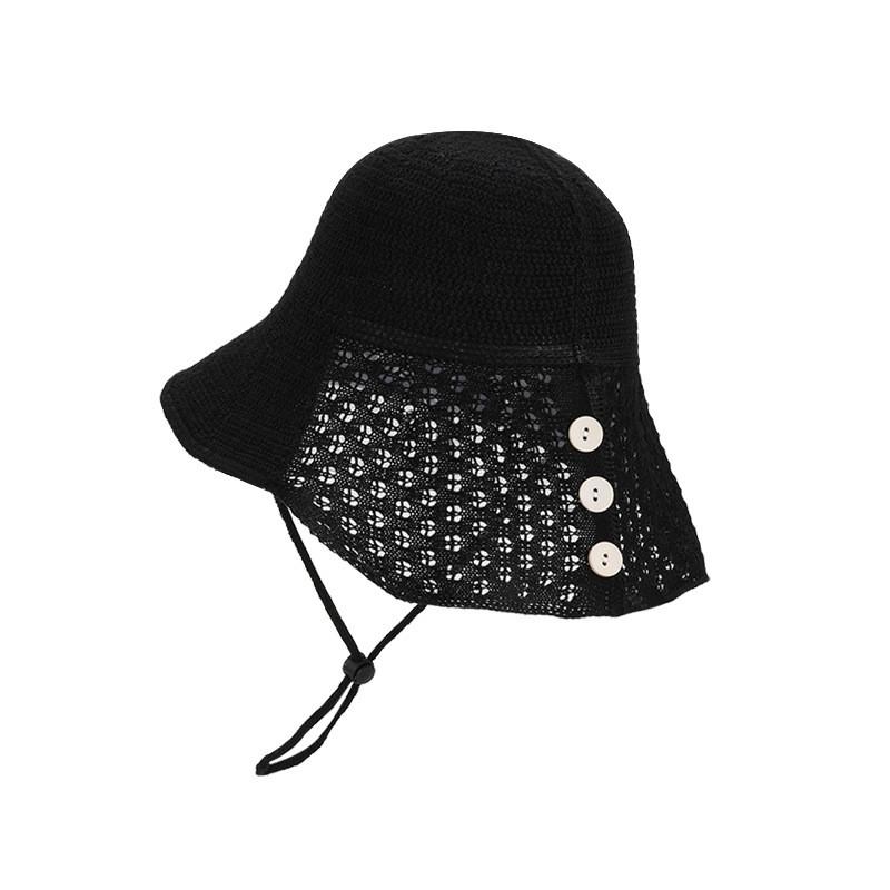 Polyester Summer Wide Brim Bucket Hat For Women Sun Protection And Breathability