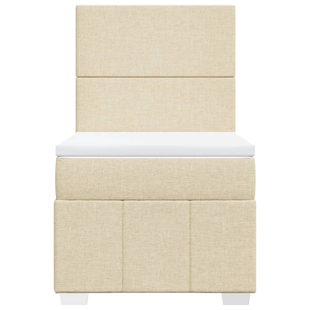 Box Spring Bed with Mattress Cream 90x200 cm Fabric