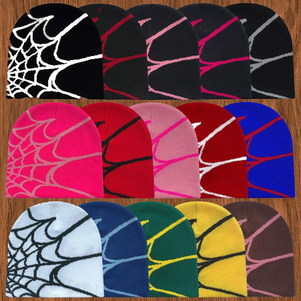 Knitted Beanie Hat Web Graphic Jacquard Beanie For Men Women Breathable Winter Warm Hat Skull Cap
