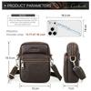 Men Top Grain Crazy Horse Leather Crossbody Bag Multi-Zipper Pockets Vintage Texture