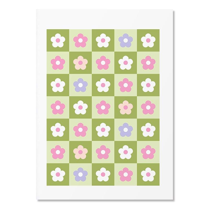 Colorful Danish Pastel Canvas Painting Happy Floral Poster Artwork Smiley Face Flower Rainbow Print Wall Art Nursery Home Decor