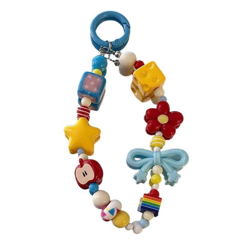 Style Cute Red Flower Beaded Phone Lanyard For Girls And Women