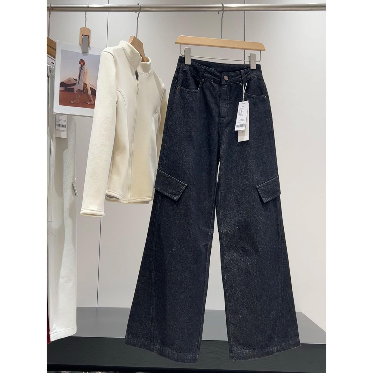

Treasure Cool: Cozy Brushed Thick Loose Fit Denim Work Pants M
