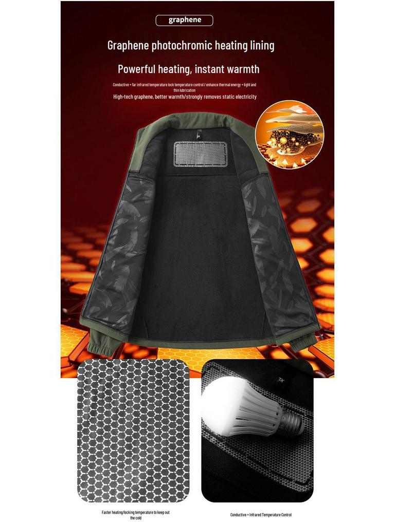 Męska kurtka wiatrówka Soft Shell z podszewką polarową, na jesień/zimę, ze stójką