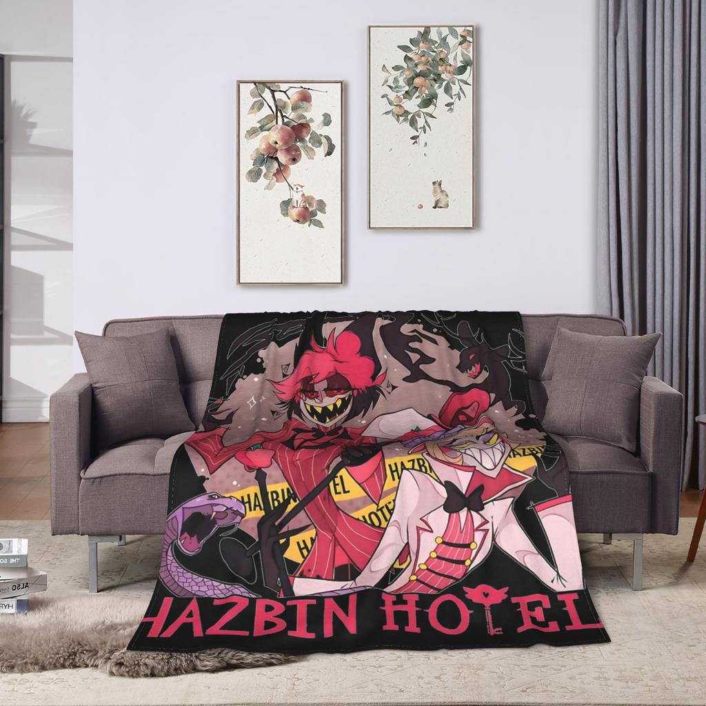 Angel Dusts and Fat Nugget Selfie Hazbins Hotels Blanket Fleece Autumn  Breathable Warm Throw Blanket for Bedding Outdoor Quilt