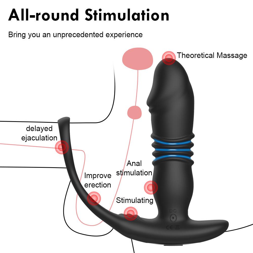 Men's Dual-Ring Prostate Massager with Remote Control Vibrating Anal Stimulator
