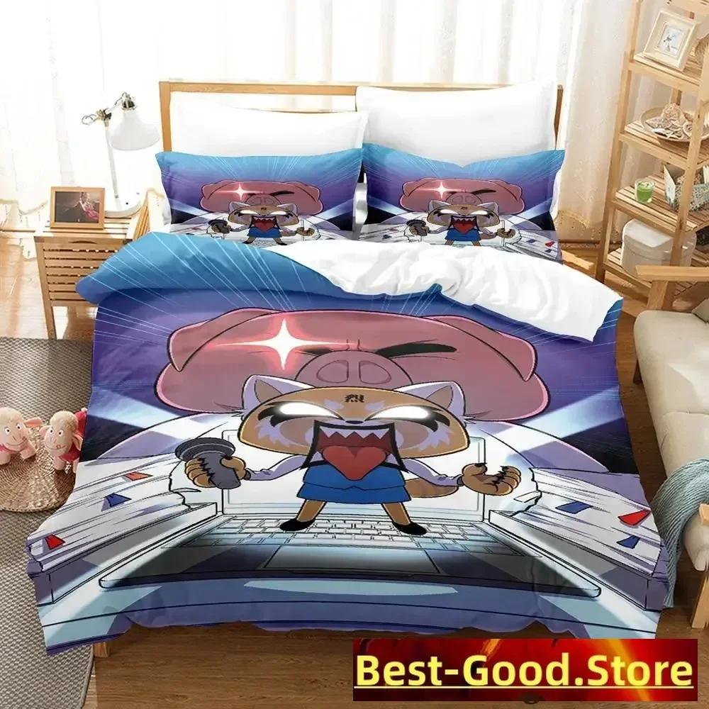 Aggretsuko Anime Parure De Lit Printed Bed Set Duvet Cover Pillowcase Bedding Set Linen Sheet Quilt Cover Full Queen King Size