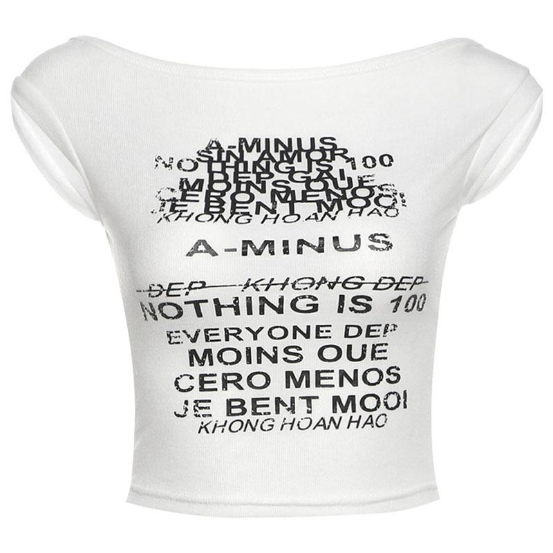 

Summer new women s clothing fashion Spice girl personality versatile letter printing perspective short navel top L білий