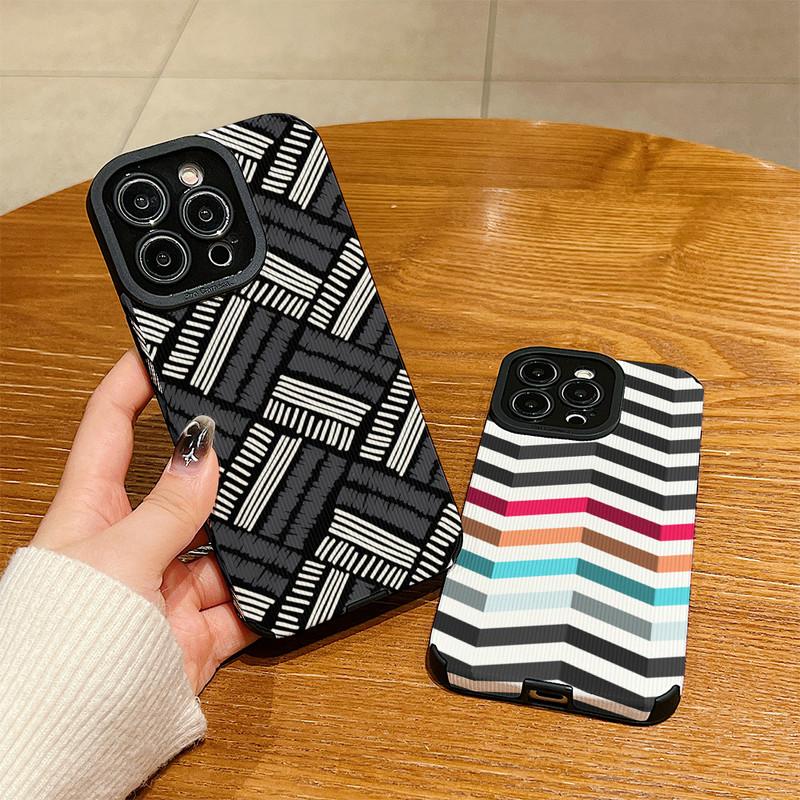 Vertical Grain Leather Shell Green 3D Printed Patterned Soft Silicone Phone Case Back Cover with Camera Lens Full Protection for iPhone