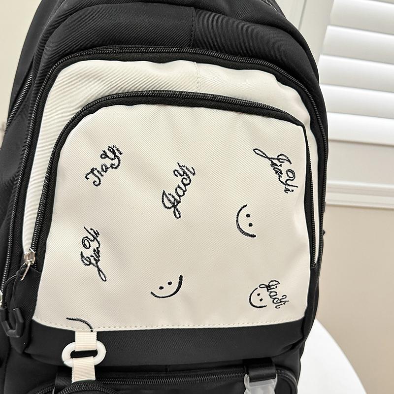 Student Schoolbag Color Contrast Backpack Women's Large Capacity Backpack with Coin Purse