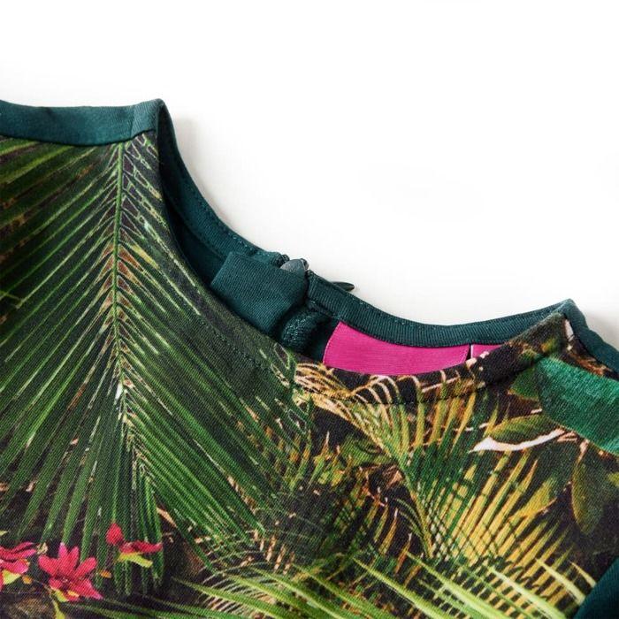 Robe sweat - vidaXL - Fille - Vert - Tissu léger - Taille élastique
