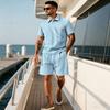 2026 Summer Fashion Sports Style Short Two Piece Set Men's Casual Solid Color Jacquard Short Sleeves Pullover POLO Shirt Shorts 2 Piece Sets