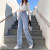 2023 Women's Korean Style Fleece-Lined High-Waisted Wide-Leg Jeans - Winter Slimming, Versatile, Loose, Straight-Leg Trend