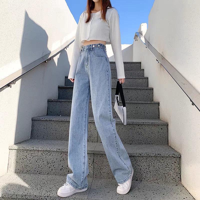 2023 Women's Korean Style Fleece-Lined High-Waisted Wide-Leg Jeans - Winter Slimming, Versatile, Loose, Straight-Leg Trend