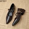 Designer Vintage Pointed Toe Women Mary Jane Shoes Fashion Shallow Buckle Shoes Ladies Elegant Dress Thick Heel Shoes