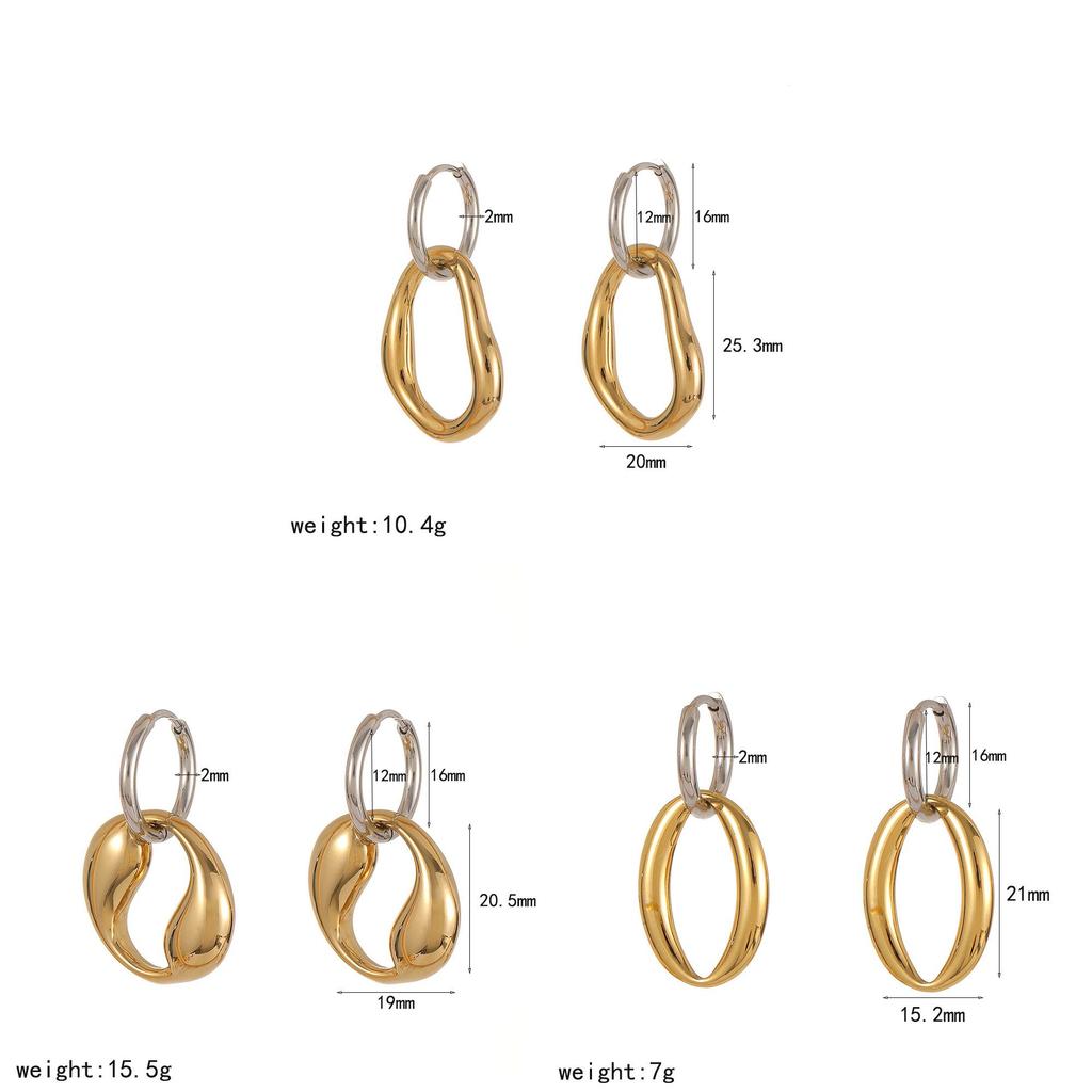 Geometric Stainless Steel Hoop Earrings For Women Summer Fashion Jewelry