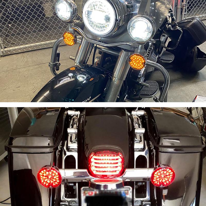 1 Pair Motorcycle LED Turn Signal Lights Brake Light Lamp For Harley Electra Glide Road