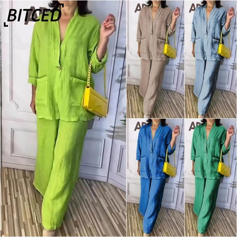 BITCED Women's Fashion Casual Long Sleeve V Neck Pants Suits
