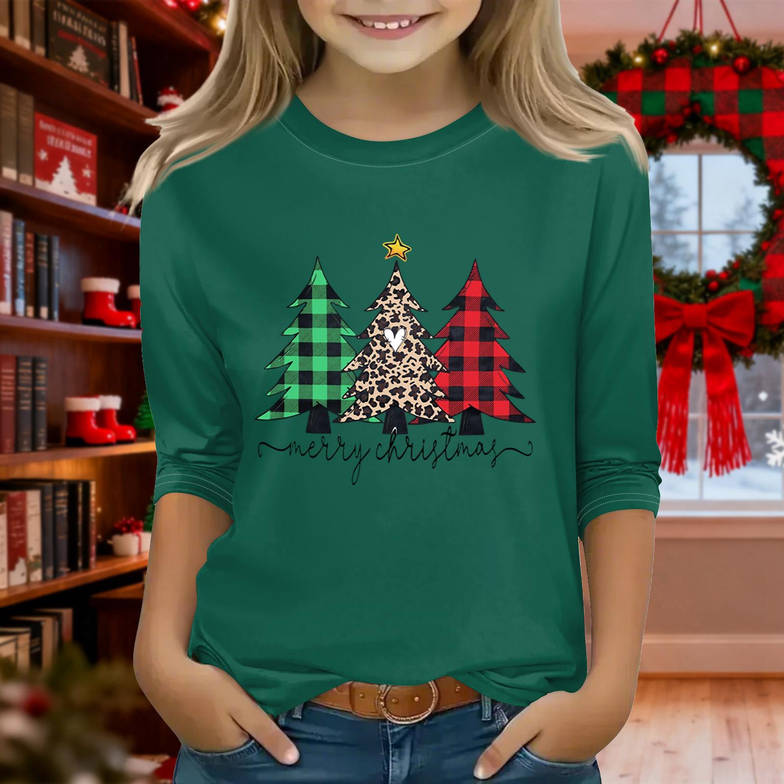 

Принтованные топы для девочек-подростков, футболки с круглым вырезом и рукавами 3/4, модные топы для наряда 150 киноварь