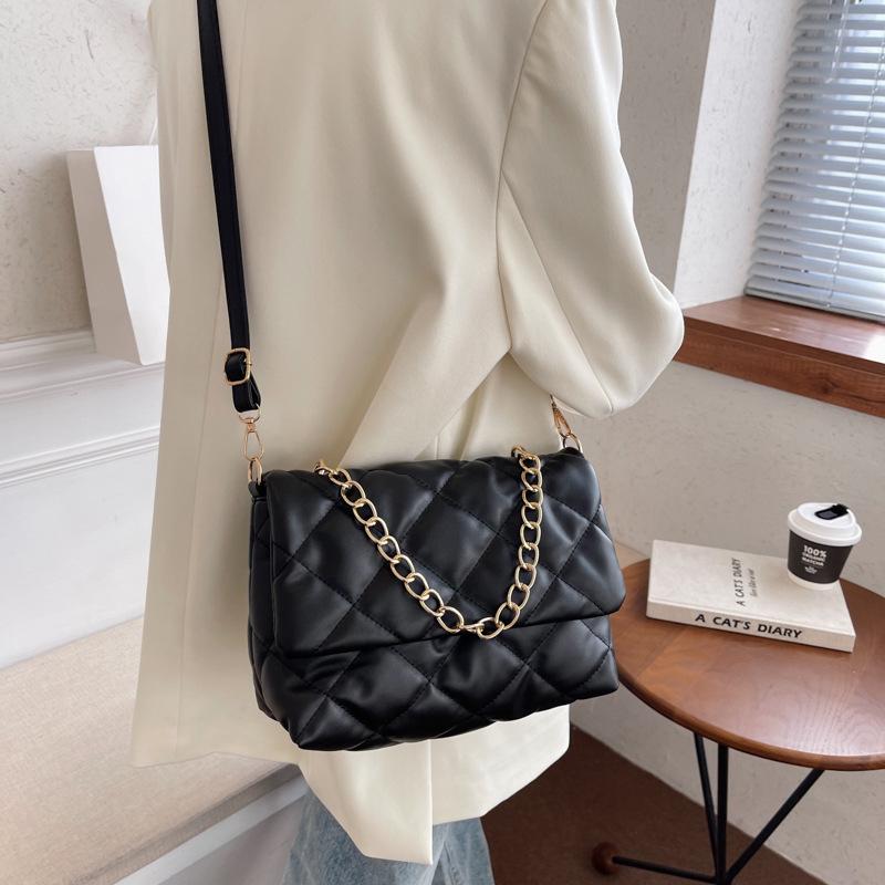 Yogodlns текстура ромб однотонная сумка через плечо с клапаном для женщин цепочки декоры — фото 9