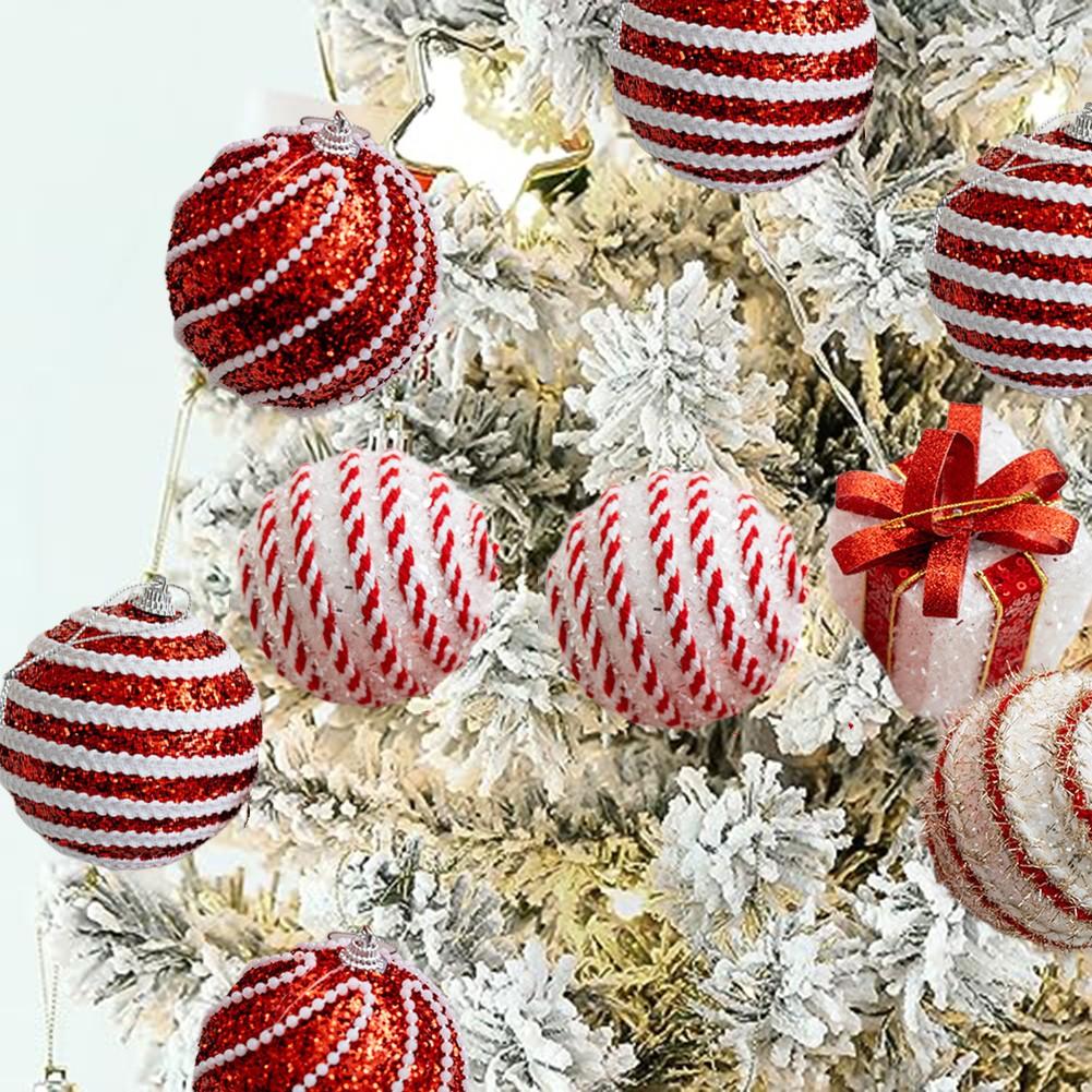 Christmas Tree Ornaments Holiday Decoration Red And White Balls