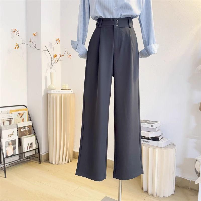 Women's High Waist Grey Suit Pants - Spring/Summer 2026: Straight, Loose, Slimming, and Casual.