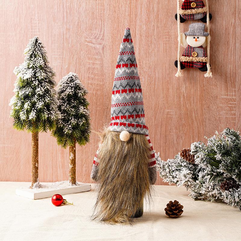 Christmas Decoration Wine Bottle Cover European and American Style Knitted Wool Faceless Old Man Long Beard Wine Bottle Hat Home Decoration