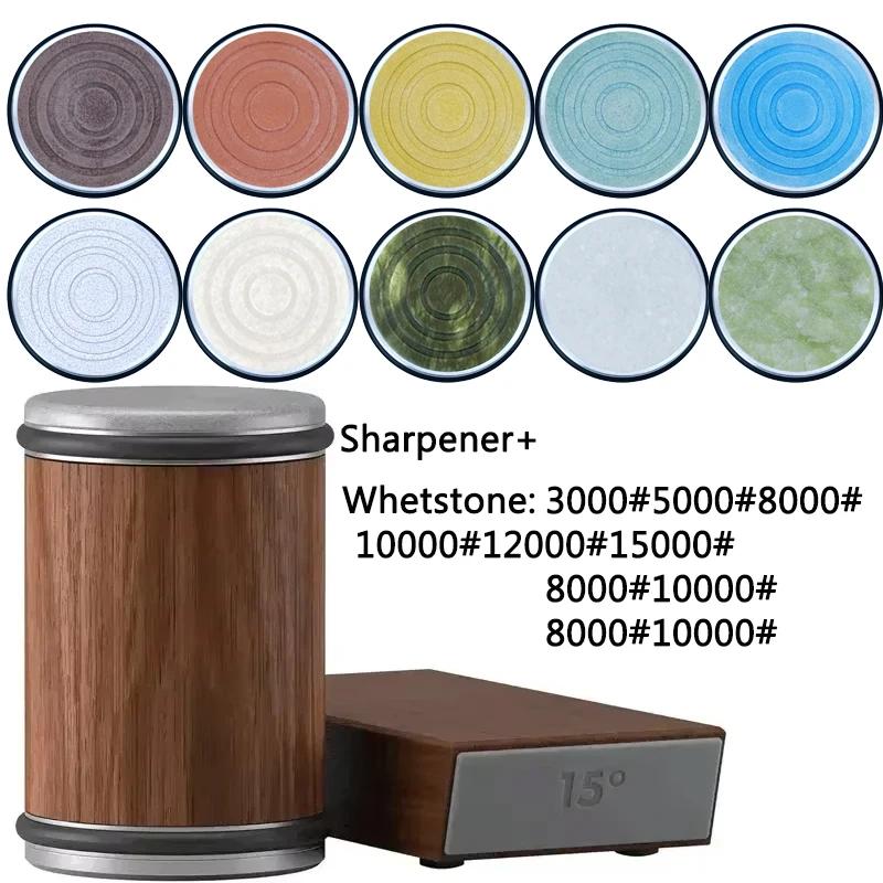 

Rolling Knife Sharpener sapele Magnetic Holder Whetstone Sharpening Stone Kit 15 and 20 Degrees Angle Roller Kitchen Accessory sapele wood
