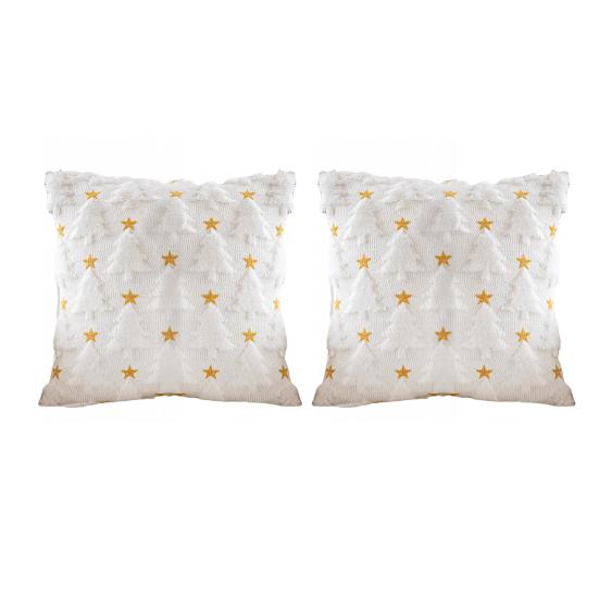 2 ks Povlaky na polštáře s vánočním stromkem, Měkké plyšové povlaky na vánoční polštáře, Pohovka, Postel, Pratelné, Dekorativní povlaky na polštáře