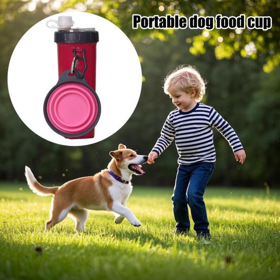2 In 1 Pet Food Container with Water Tank Storage Bin Foldable Containers Compact Pet Food And Water Carrier