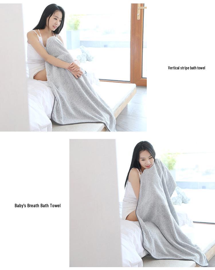 Antibacterial Bamboo Charcoal Bath Towel - Water Absorbent, Quick-Drying Coral Fleece, Large Size