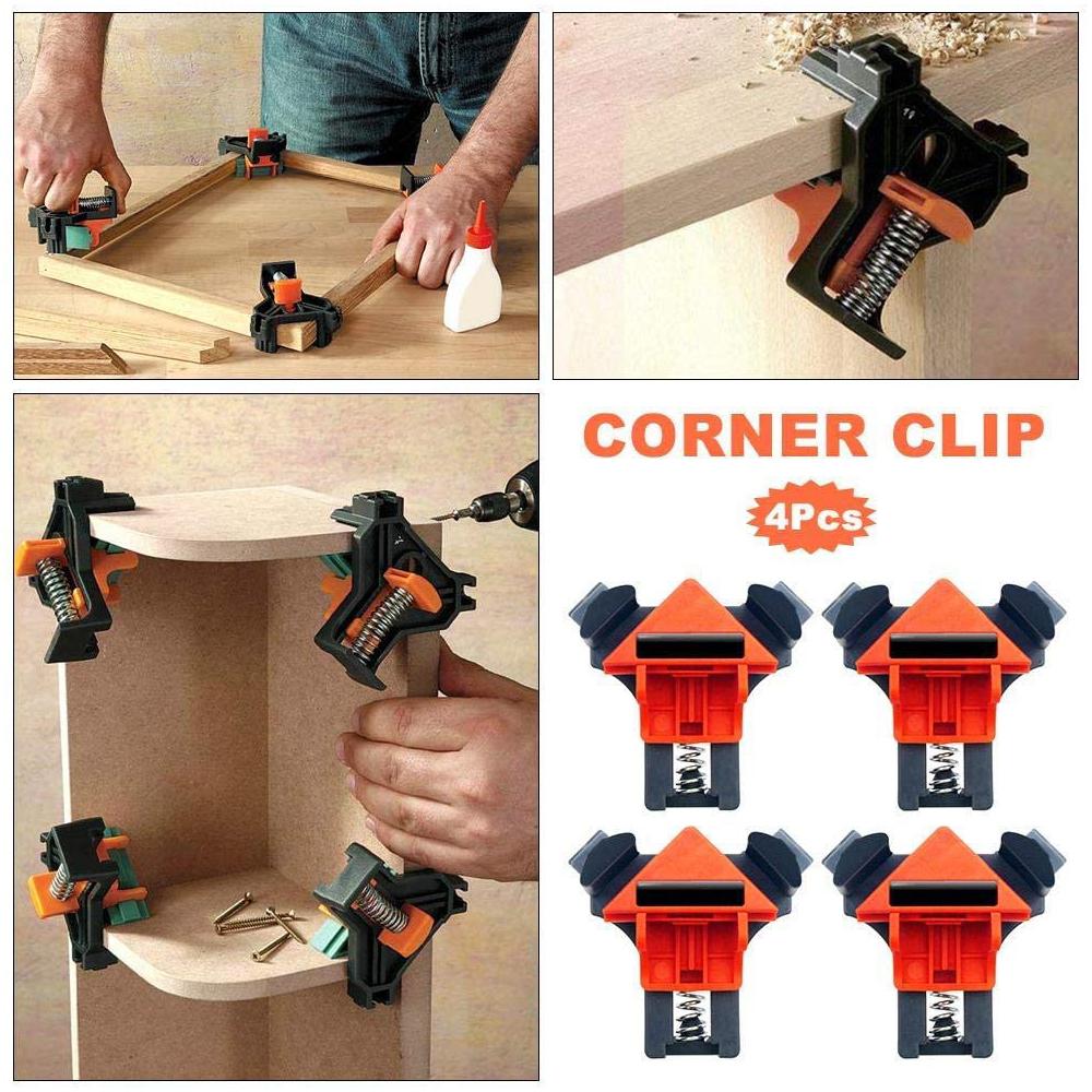 Angle Clamps 4pcs Adjustable 90 Degree Clamps Multifunctional Spring Loaded Swing Corner Clip Fixer