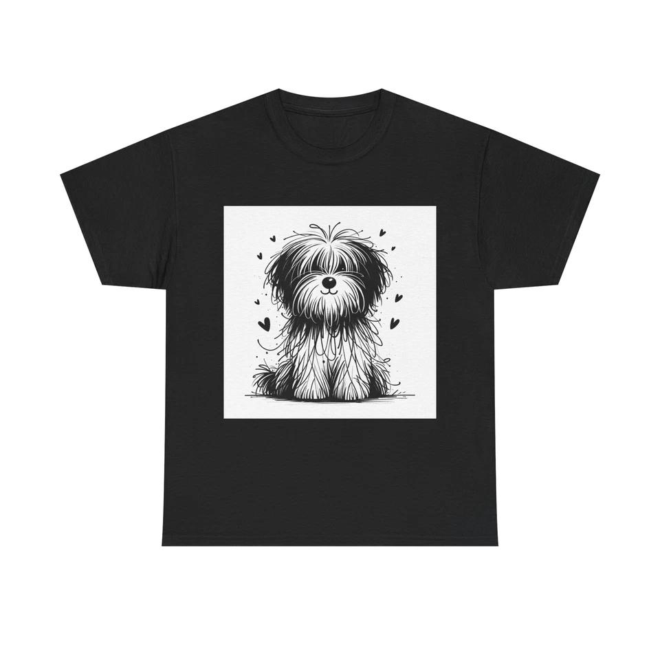 

Unisex Adult T Shirt Fluffy Dog Drawing Heart Art M