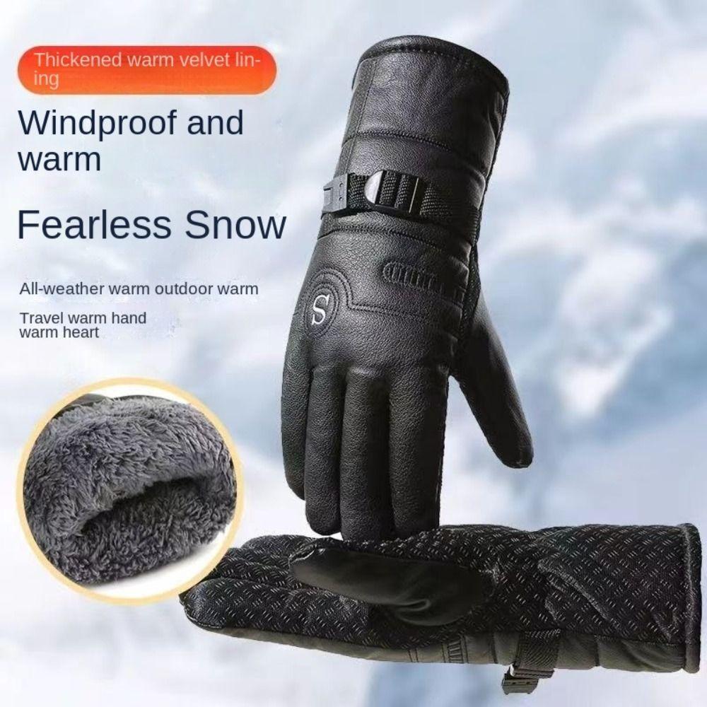 Touch Screen Leather Gloves PU Leather Touch Screen Gloves Autumn Winter Full Finger Mittens  Men