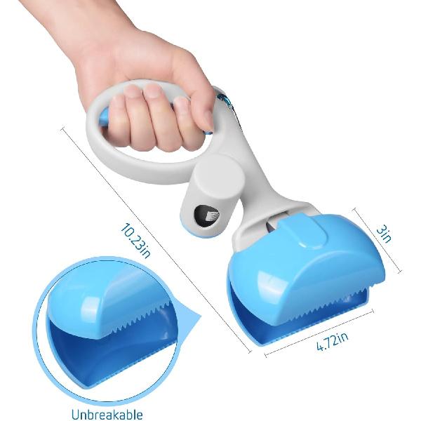 Pet Pooper Scooper for Dogs and Cats with Trash Bags Holder, Non-Breakable High Strength Material Poop Scooper for Easy Grass and Gravel Pick