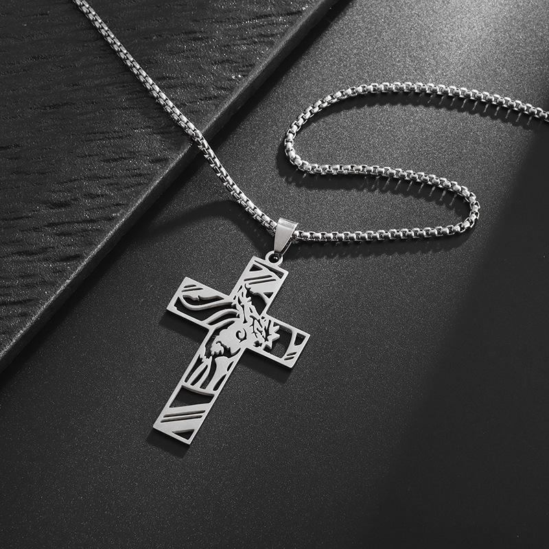 European and American Hollow Design Cross Necklace with Male Personality and Fashion