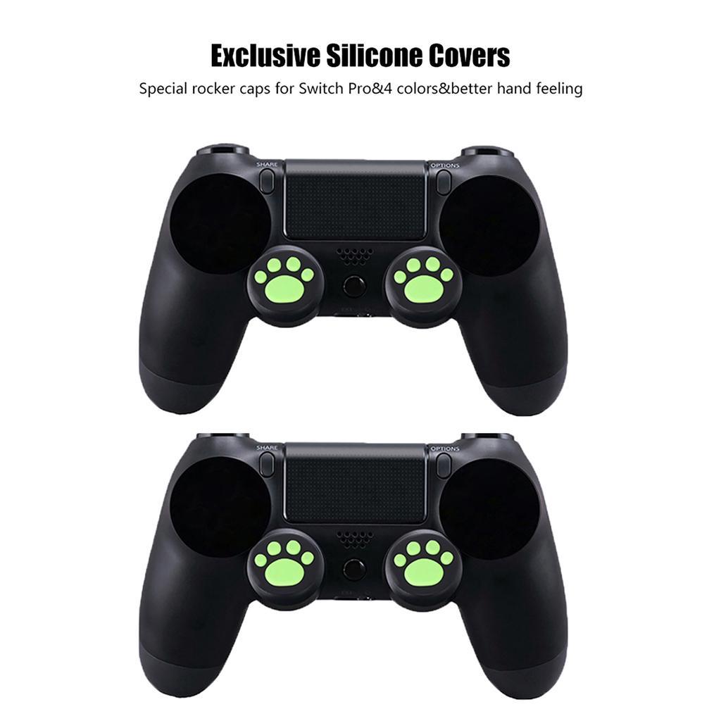 4 PCS Silicone Joystick for PS3 PS4 Thumb Grips Rocker Cap Cover for Switch Pro (Green)