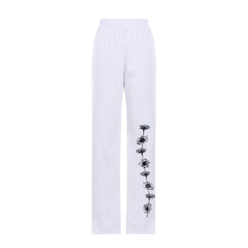 Fashion Popular Floral Print Harem Pants with Flower Pockets Mid Waist Trousers Streetwear