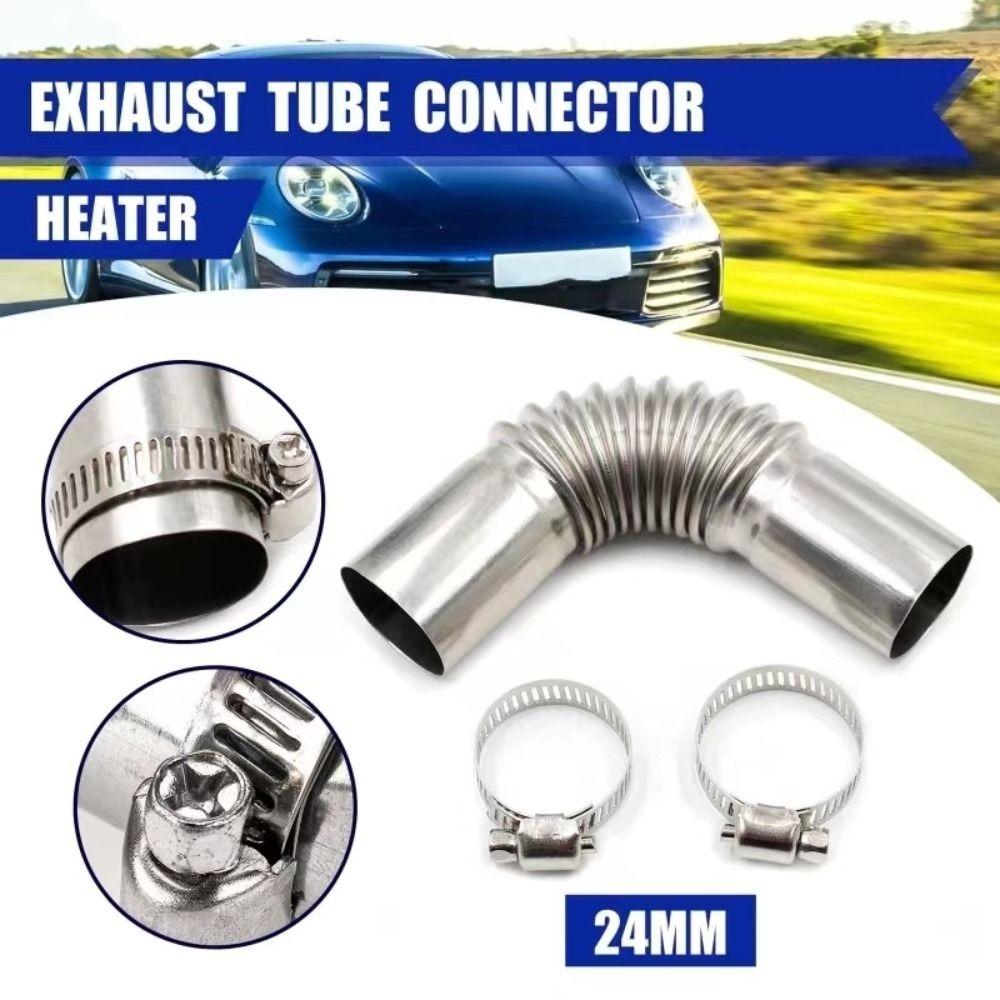1Pc 24mm Exhaust Pipe Tube Silver Elbow Connector car assessories parts Boat Heater  for car