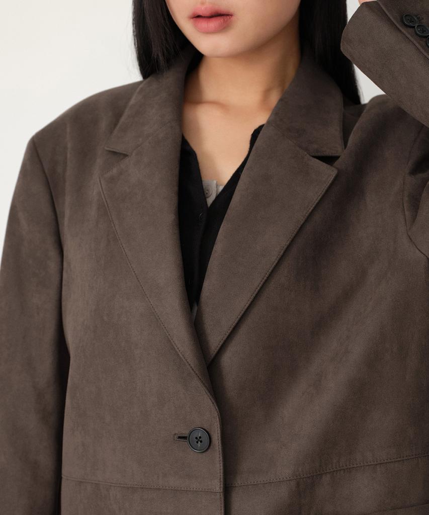 Musinsa Standard Woman Women'S Synthetic Suede Oversized Blazer [Brown]