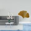 Porcelain Swan Figurine And Wrought Iron Ginkgo Leaves Abstract Sculpture Collection for Living Room