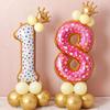 40-Inch Donut Number Balloons for Kids' First Birthday or Kindergarten Party Decorations